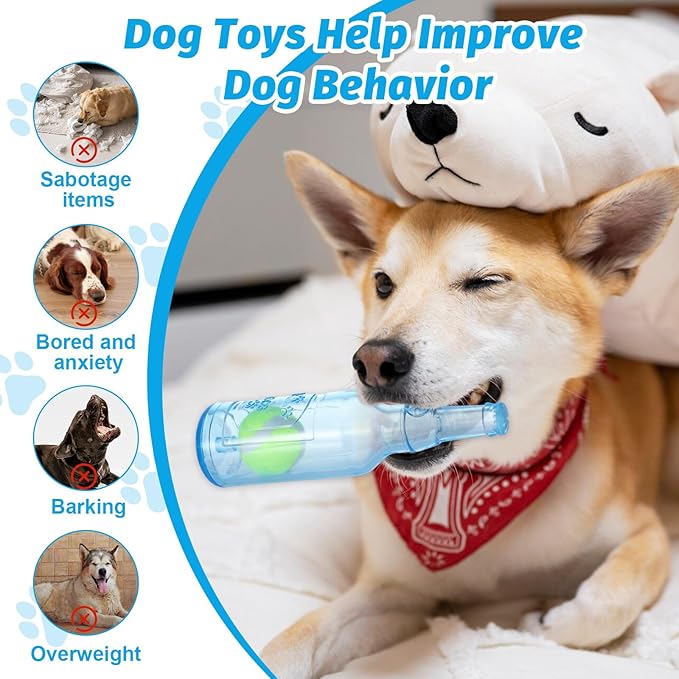 Water Bottle Dog Toy,Crunchnplay Bottle Toy for Dogs,Floating Dog Chew Toys,Squeaky Dog Toys for Aggressive Chewers,Dog Toy Water Bottle Cruncher,Interactive Dog Toys for Small Medium Dogs Boredom