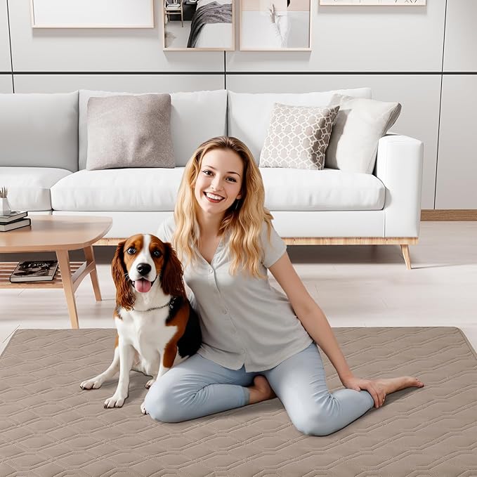 Smiry Reversible Waterproof Couch Covers for Sofa, Washable Dogs Pet Couch Covers for 3 Cushion Sofa Pet Friendly, Water Resistant Furniture Protector Slipcover, Geometric (82"x102", Taupe/Beige)