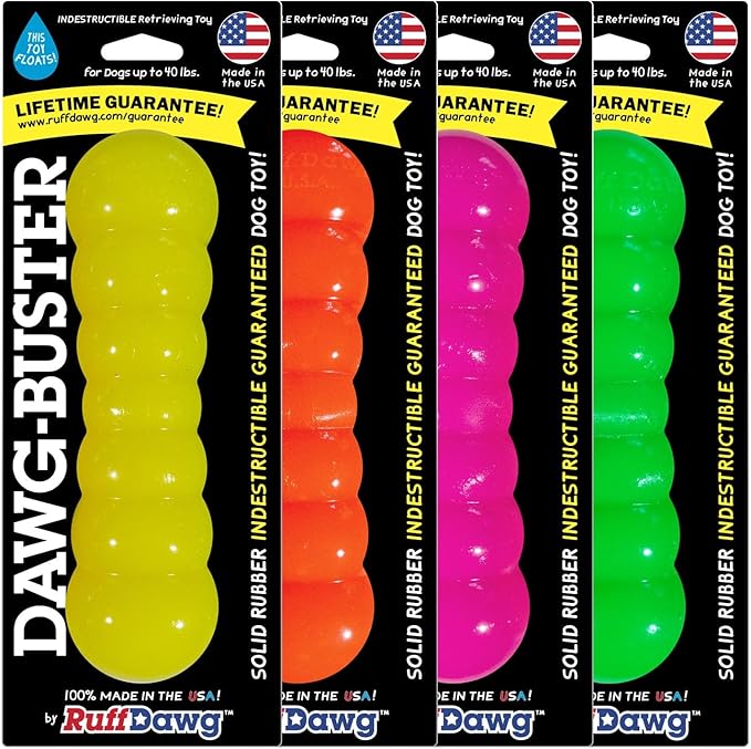 Ruff Dawg Dawg-Buster – Durable Dog Toy – Large, Tough Fetch Toy for Aggressive Chewers – High-Visibility Neon Colors – Floats, Bounces & Safe Play