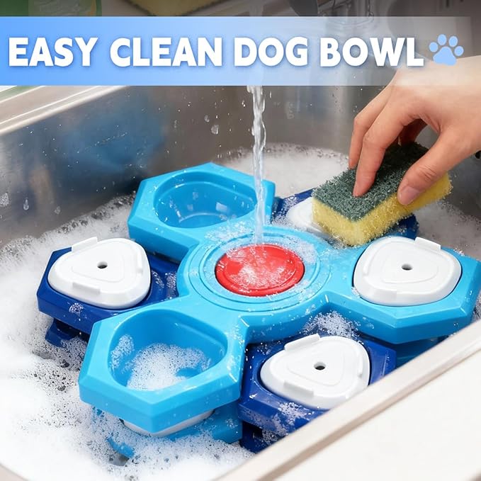 Thalirem 4-Layer Slow Feeder Dog Bowls, Interactive Puzzle Feeder with Rotating Layers & Adjustable Openings, Convertible Design to Prevent Fast Eating, Bloat & Boredom