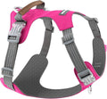 No Pull Dog Harness – Adjustable Reflective Nylon Vest for Small Medium Large Dogs, Escape Proof Training Harness with Leather Control Handle, Lightweight Aluminum Hardware (Hot Pink, L)