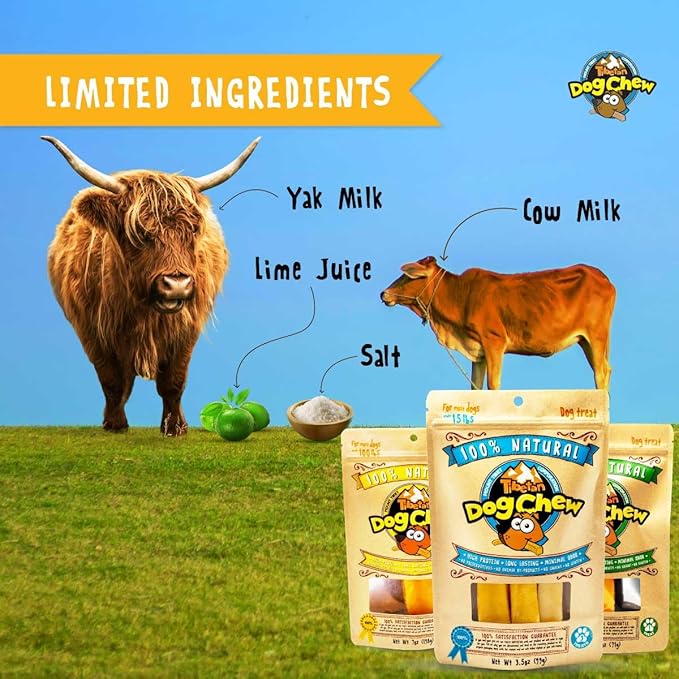 Tibetan Dog Chew Yak Cheese Sticks - Natural Treats for Small to Large Dogs, Lasting, Digestible, Promotes Dental Health, Rawhide and Grain-Free, Ideal for Aggressive Chewers, 10-Pack