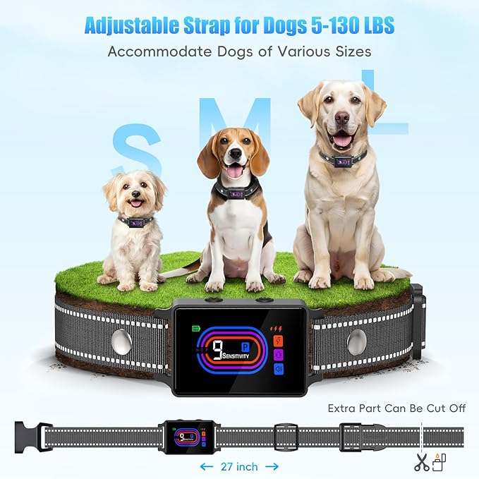 3 Pack Dog Bark Collar, 2025 Bark Collar for Large Medium Small Dogs 5-130 lbs - Smart Rechargeable Anti-Barking Training Collar with 10 Adjustable Sensitivity-Bark Collars with Beep Vibratio (3 Pack)