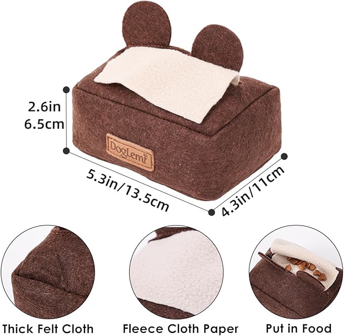 HDKUW 2PCS Dog Puzzle Toy, Dog Tissue Box Plush Toy, Interactive & Enriching Snuffle Game for Small Medium Dogs, Durable Hide and Seek Slowly Feeder Toy, Treat Dispensing & Nose Work Fun Blue Gray