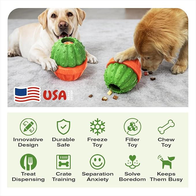 KADTC 3 in 1 Large-Size Durable Dog Fillable & Frozen Lick Treat Toy No-Transfer Freeze & Play,Long-Lasting Ultimate Boredom Buster, Kibble Dispenser Food Ball & Tough Dogs Chew Toys BPA-Free & Safe