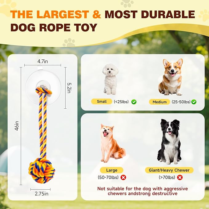 Medium Dog Toys:Interactive Sticky Suction Cup Tug & Pull-Apart Toy,Durable Rope and Orange chew Ball，The Indestructible Enrichment Puzzle, Built for Aggressive and Busy chewers