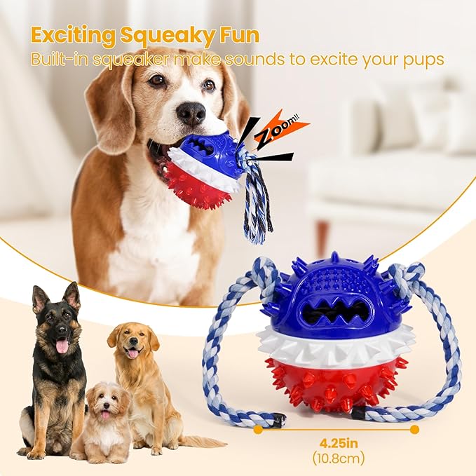 HGB Squeaky Dog Puzzle Toy for Boredom, Interactive Treat Dispensing Dog Toys to Keep Them Busy for IQ Training & Slow Feeder, Pet Enrichment, Teeth Cleaning & Reduce Boredoem