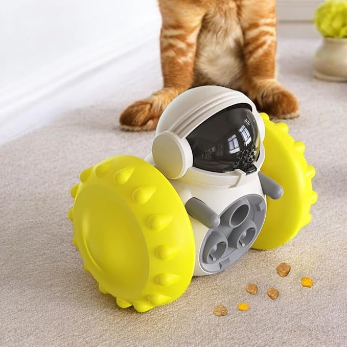 GRETEGO G&GO Dog/Cat Interactive Slow Feeder Puzzle Toy, Cognitive Dog Toys, Dog Treat Dispenser Toy, Interactive Pets Toys for Indoor, Treat Dispensing Dog Toys, Slow Eating Dog Bowl (Yellow)