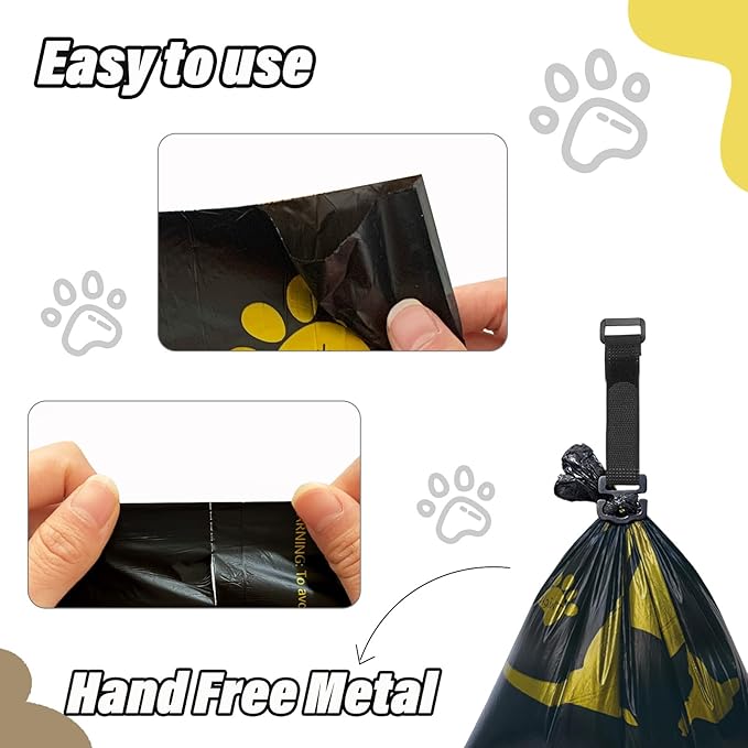 Metal Dog Poop Bag Holder w/Leash Clip|Durable Scratch-Resistant Aluminum|135 Bags+3 Accessories（Black）