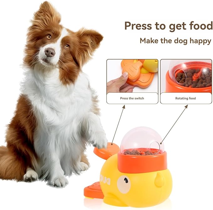 Ducky Cat Treat Dispenser, Interactive Duckie Cat Feeder, Little Yellow Duck Cat Toy Treat Feeder, Duck Dog Food Feeders, 2-in-1 Interactive Dog Puzzle Toy Slow Feeders for Cats & Dogs (2pcs White)