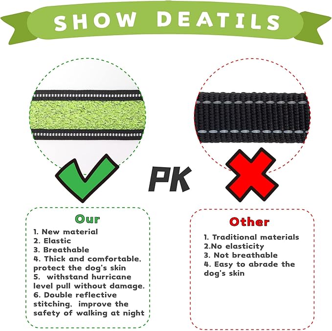 No Pull Dog Harness with Reflective Adjustable,Stops Pets from Pulling and Choking On Walks for Medium Dogs, (Green, L)