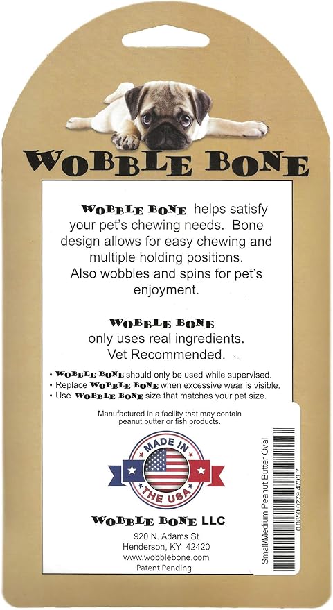 Peanut Butter Oval - Delicious & Fun Dog Peanut Butter Toy - Tough Long Lasting Dog Bones Made in USA- Small/Medium Sized Dogs Up to 30 LBS, 3” X 5”
