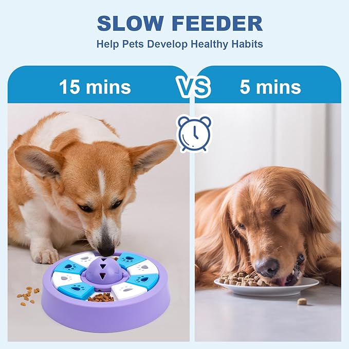 Interactive Dogs Toys for Slow Feeder, Pets Puzzle Feeders for Food Dispenser, Cat Treat Puzzle Feeder for Medium Small Dogs Cats IQ Training Reducing Boredom Intelligence Improving (purpul)