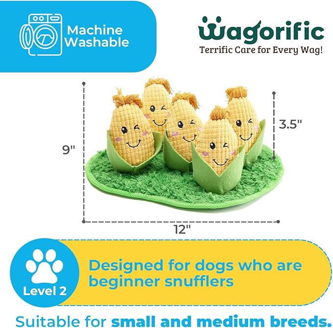 Dog Toys Plush with Squeaky & Treat Hiding Features - Mental Stimulation Enrichment Toy for Large Breed Dogs - Machine Washable Slow Feeder to Keep Dogs Busy，Corn Maze