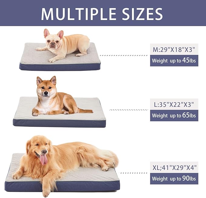 Medium Dog Bed - 29" Orthopedic Memory Foam Bed for Senior & Arthritic Dogs, Washable Cover, Waterproof Lining