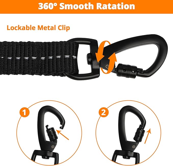 Long Dog Leash 100 FT: Heavy Duty Rope Leashes for Dogs Training with Swivel Lockable Hook Reflective Threads Bungee and Padded Handle - Dog Lead for Large Small Medium Dogs Outside Walking Hiking