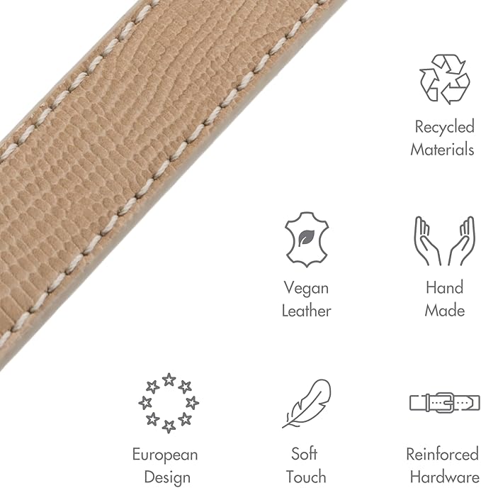 NINA WOOF Milan Vegan Leather Dog Collar - Luxury Cute Dog Collar with Adjustable Buckle - Soft Padded Collar, Round Leather Dog Collar for Extra Small, Small, Medium, and Large Dogs - Beige, XS