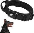 AirTag Dog Collar for Large Dogs - Tactical Collar with Waterproof AirTag Case, Military Handle & Reflective Strap. Secure Apple Air Tag GPS Tracking for Medium, Large Breeds (Black,M)