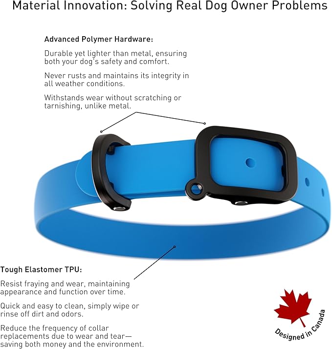 Waterproof Dog Collar - Durable, Comfortable and Adjustable Outdoor Dog Collar with Wear Resistant Buckle and ID Tag Ring for Puppies and XSmall Dogs by Nuvuq (Blue, XSmall)