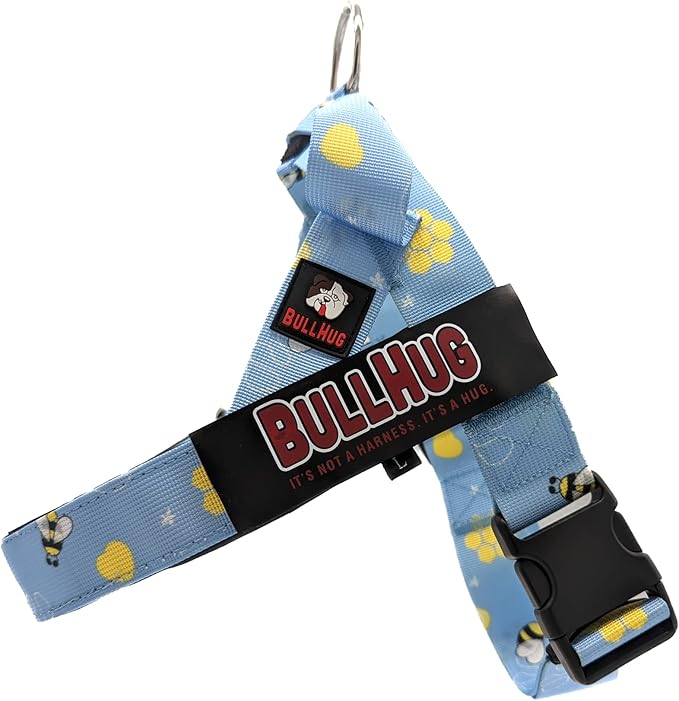BULLHUG Adjustable Dog Harness– No Pull, No Choke – for English Bulldogs, French Bulldogs, Pugs & Broad-Chested Breeds – Easy, Safe Walks (Bumble BEE, XL)