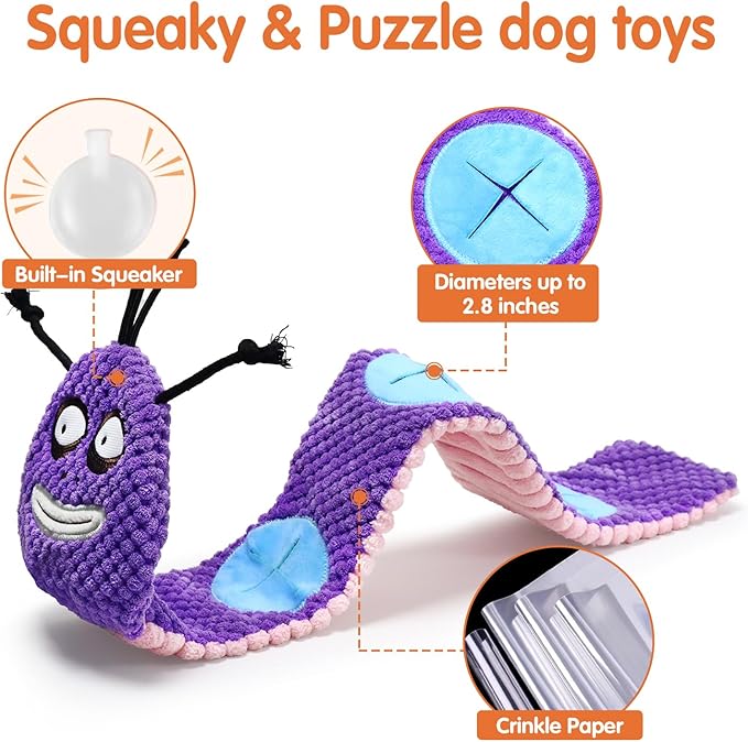No Stuffing Squeaky Dog Toys 3-Pack – Interactive Crinkle Plush Snuffle Toys, Tug of War Toy for Small, Medium, and Large Dogs, Soft Puppy Toys, Ideal Gift for Dogs (3 PCS)