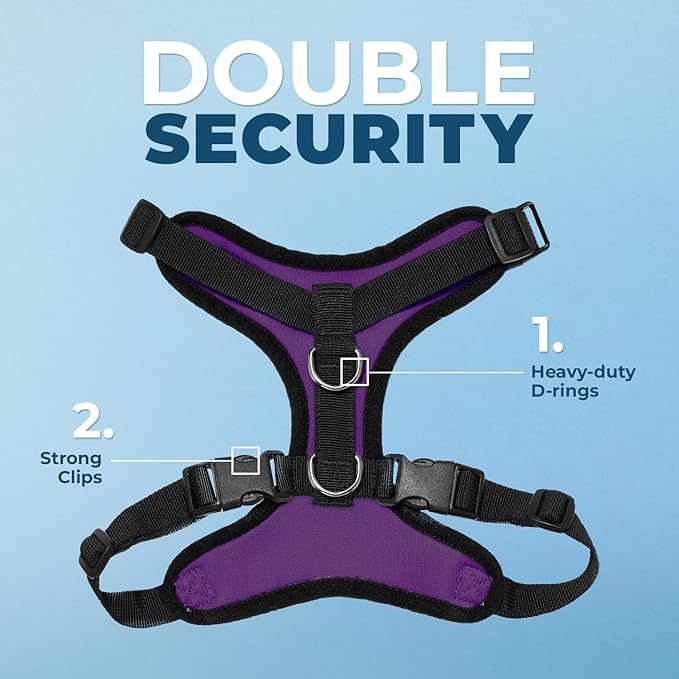 Voyager Step-in Pet Harness - All Weather Mesh, Adjustable Step in Harness for Cats and Dogs by Best Pet Supplies - Purple/Black Trim, XL
