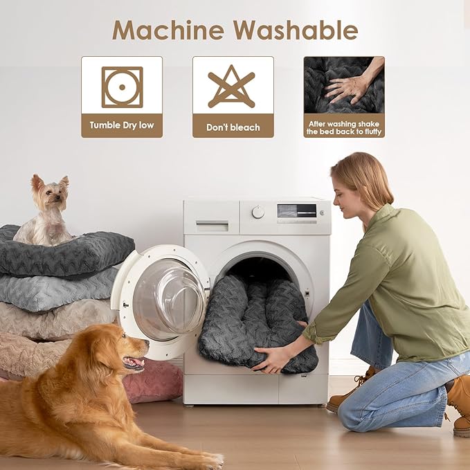 EHEYCIGA Washable Small Dog Bed for Crate 23x18 Inch, Reversible Kennel Pad for Puppy Weight Up to 25 lbs, Plush and Comfy Pet Sleeping Mat, Charcoal