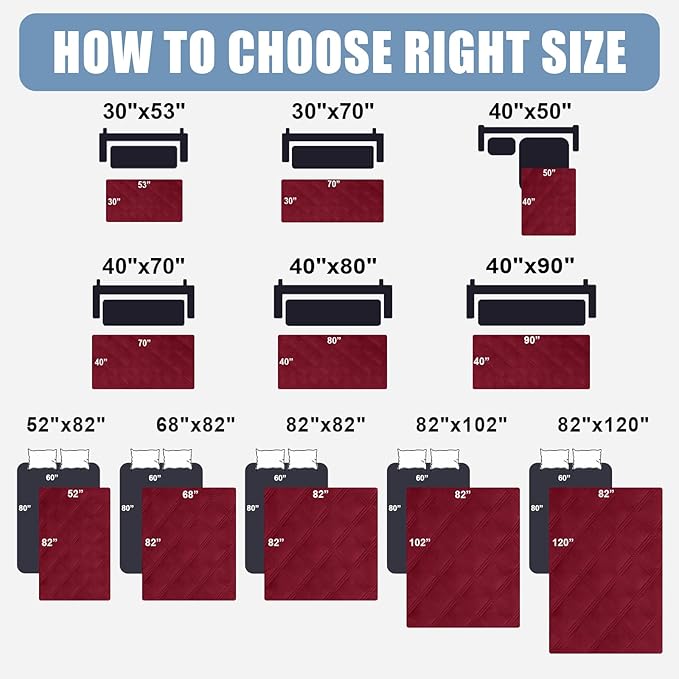 Smiry Waterproof Dog Bed Cover Blanket 52x82, Soft Reversible Pet Blanket, Washable Leakproof Cats Dogs Couch Cover for Sofa, Couch, Furniture, Wine Red/Wine Red