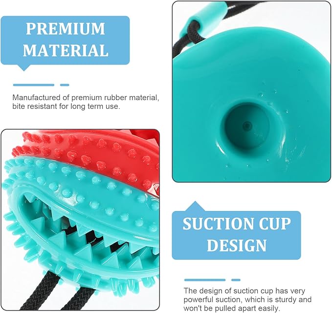 Didiseaon Pet Molar Toy Suction Cup Ball Double Suction Rubber Dog Chew Toy for Puppies Dog Drawstring Ball Playing Cleaning Toy