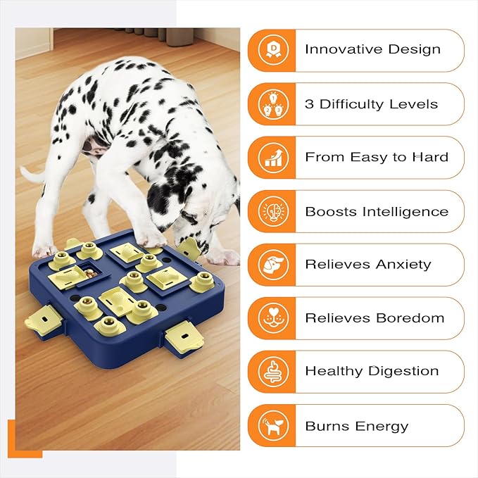 KADTC Dog Chess Puzzle Toy, U.S. Brand & Design - 3 Levels of Step-by-Step Challenge,Easy-to-Advanced for Smart Dogs Interactive Boredom Buster Mental Stimulation Enrichment Puppy Treat Brain Games