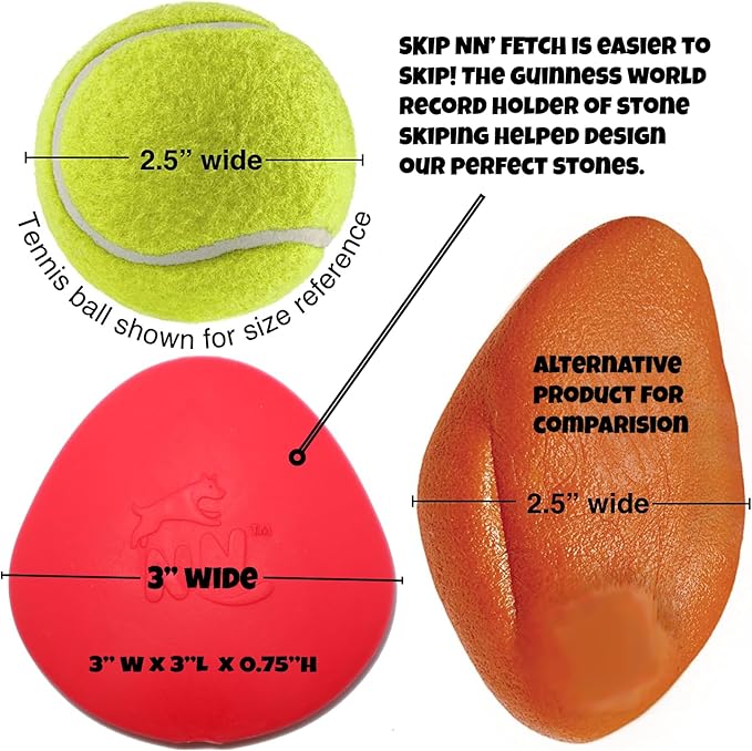 Skip NN' Fetch Small/Medium Floating Dog Toys Qty 2 | Stone Skipping Meets Fetch | Fun for Swimming Pool, Lake, Beach, and Land | Perfect Floating Water Toys for Small/Medium Dogs |