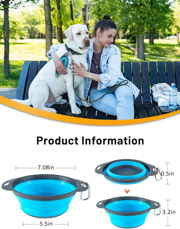 Collapsible Bowls, 2 Pack Large Size 47oz, BPA Free, Portable Travel Bowls for Dog/Cat