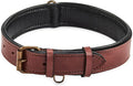 Real Leather Dog Collar Padded Soft Interiors with Premium Vintage Look Handcrafted Heavy Duty with Tag Ring for Small Medium and Large Pets (Large (1.5" Wide for 16.5" - 20.5" Neck), Oxblood)