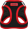 Best Pet Supplies - All Weather Mesh/Plush, Reflective, No Pull Harness for Small, Medium Dogs, Cats - Secure with Hook & Loop Fastener, Buckle, Double D-Rings - Black/Red Trim, M
