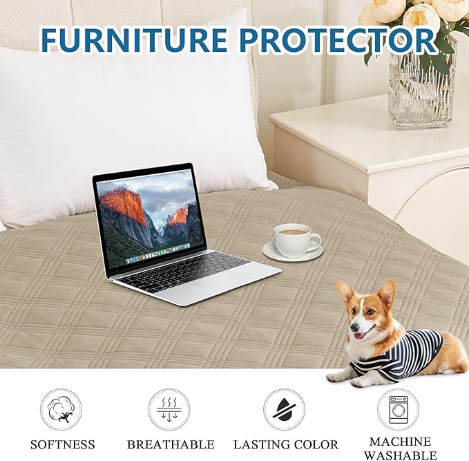 hyha Waterproof Dog Blanket, Reversible Pet Bed Blanket, Soft Sofa Couch Cover for Dogs Washable, Waterproof Pet Couch Covers for Sofa Puppy Cats Furniture Protector(30"x70", Taupe/Taupe)