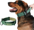 Spark Paws Tactical Dog Collar - Heavy Duty, Premium Quality, Thick and Durable for Large and Medium Dogs - Solid Green - S - 1.5"