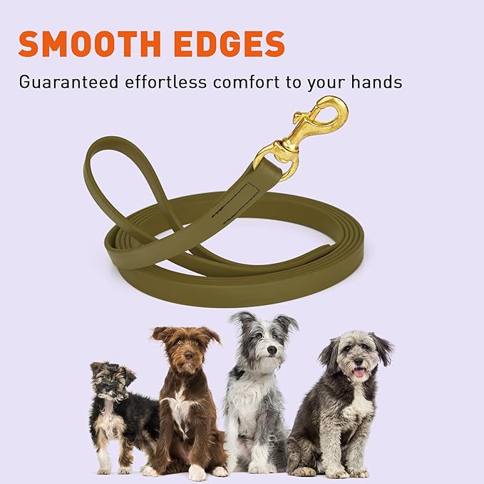 Viper Biothane K9 Working Dog Leash Waterproof Lead for Tracking Training Schutzhund Odor-Proof Long Line with Solid Brass Snap for Puppy Medium and Large Dogs, 10ft Olive Drab Green