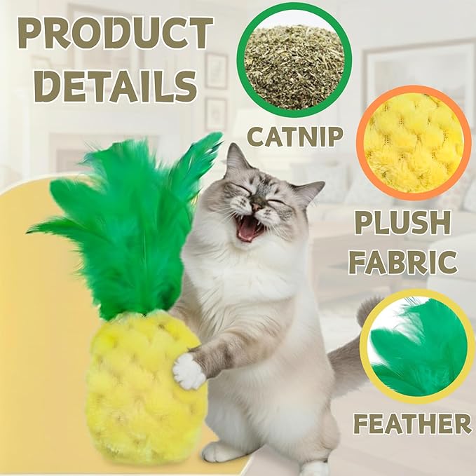 Catnip Feather Cat Toy (Pineapple, Cat)