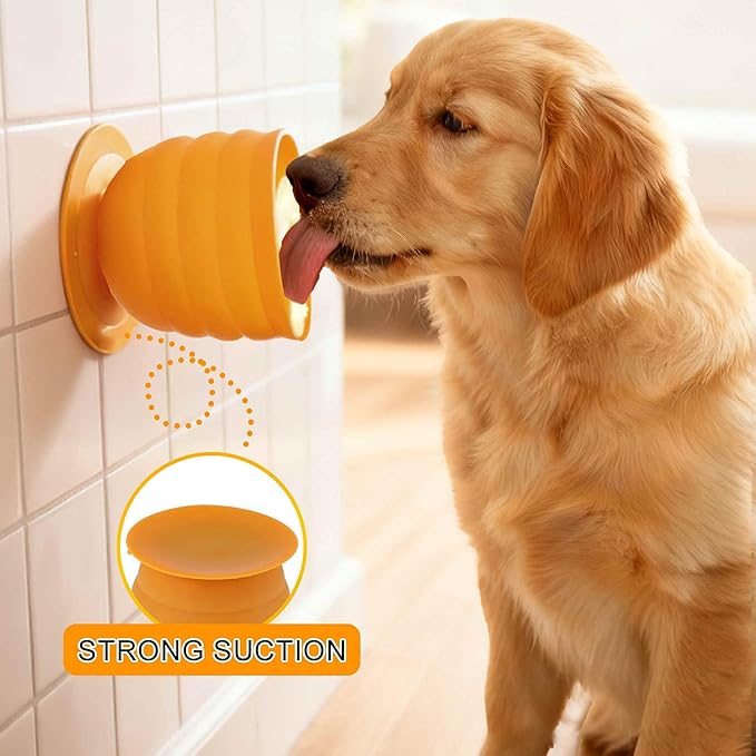 Treat Dispensing Dog Toy, Interactive Puzzle Feeder, Stuffable Chew Toy for Boredom, Enrichment Frozen Treat Dispenser, Yellow, Medium