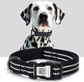 Reflective Dog Collar with QR Code Tag, Personalized Dog Collar, Safety Night Visibility, Anti-Loss Function (Black, Medium)