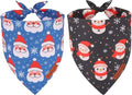 ADOGGYGO Christmas Dog Bandanas 2 Pack, Reversible Triangle Santa Snowman Pet Xmas Scarf, Adjustable Fit Christmas Bandanas for Small Dogs Pets (Small)