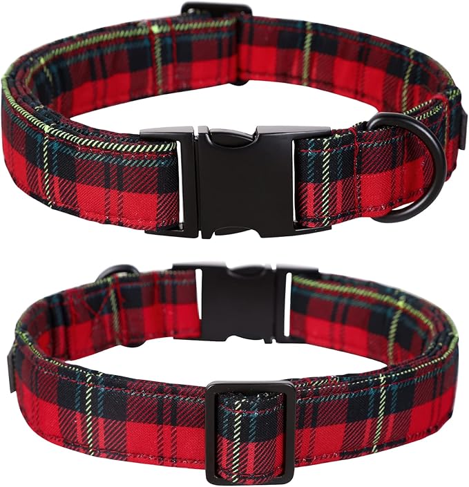 Lionet Paws Christmas Dog Collar with Flower, Dog Flower Collar with Metal Buckle for Dogs, Adjustable Comfortable Dog Collar Girl Gift, M, Neck 13.5-22 in