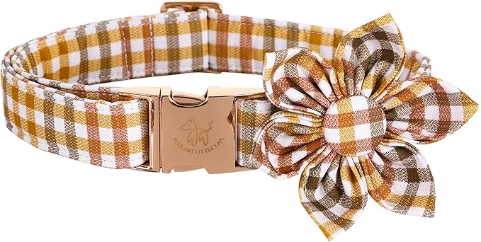 Elegant little tail Flower Dog Collar for Female or Male Dogs, Fall Pet Collar Adjustable Dog Collars with Flower Gift for Medium Dogs