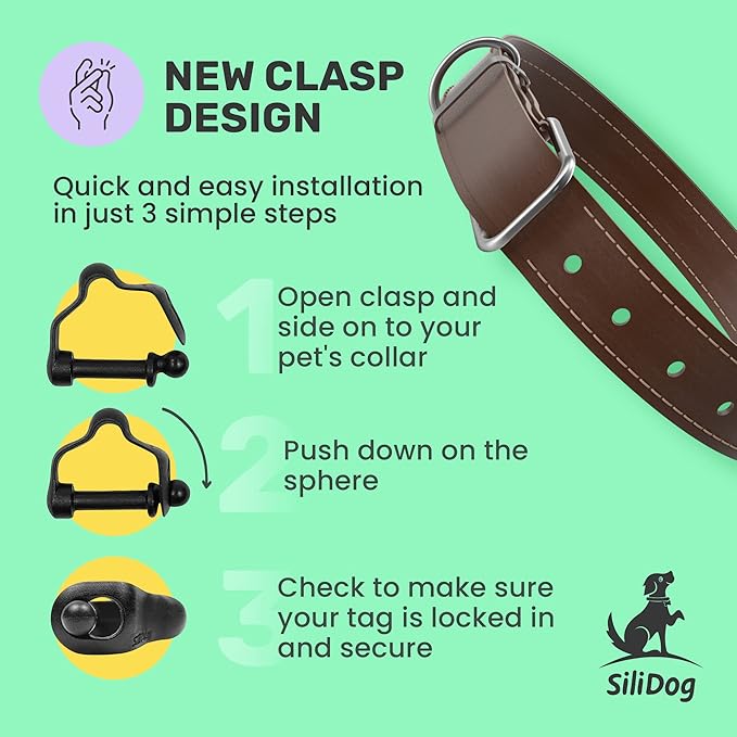 SiliDog - The Original Silicone Silent Dog Tag - Personalized Engraved Soundless Pet ID - As Seen On Shark Tank - Durable - Never Fades - Mini-Circle - Yellow