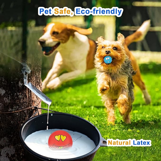 Dog Squeaky Toys Latex Squeak Balls Rubber Soft Chewing Fun Smile Toys Interactive Fetch Play Dog Balls for Puppy Small Pet Dogs (3 PCS)…