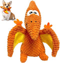 LWBMG Squeaky Dog Toys Plush Dog Toy with Crinkle Paper Dinosaur Dog Toy Stuffed Animals Chew Toy Plush Squeaky Dog Birthday Toys for Small Medium Large Dogs Orange