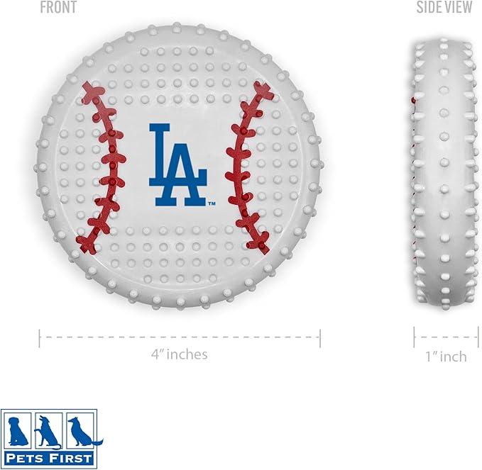 Pets First MLB LA Dodgers Hard-Nylon Bacon-Flavored Baseball Chew Toy, Indestructible Dog and Cat Chewy Toy, Tug, Fetch Toy, Sporty Fun Toy for Dogs