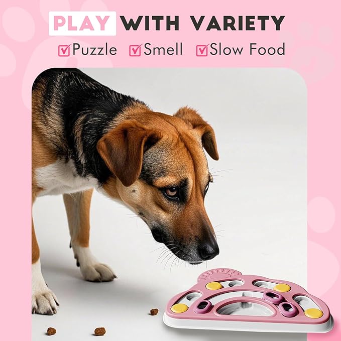 Pet Puzzle Dispensing Slow Feeder Cat Puzzle Toys for IQ Training & Mental Enrichment, Interactive Toys for Small Medium Cats and Dog, Puppy Treat for Fun Feeding Toy (Pink Clouds Shape)