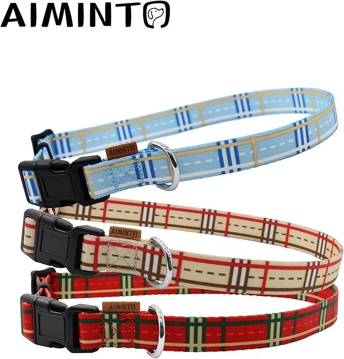 Dog Collar, Cute Stripe Pattern, Soft and Adjustable Collar with Quick Release Buckle (S (Neck 11-18", Width 5/8"), Stripe Cream)