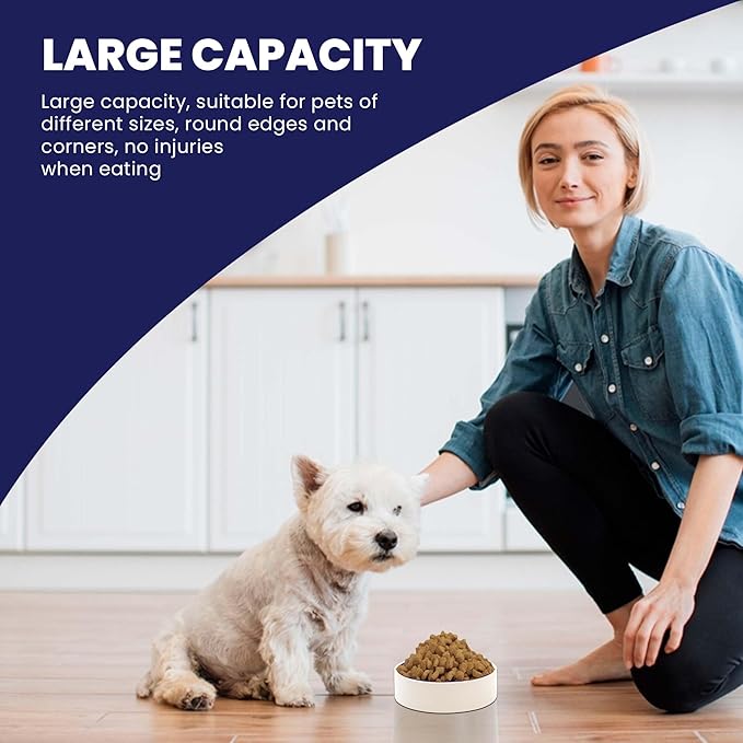 SPOT Ceramic Stoneware- Pet Bowl for Medium and Large Dogs, Classic Heavy Duty Non-Slip Ceramic Bowl for Food and Water - 7.5in Diameter